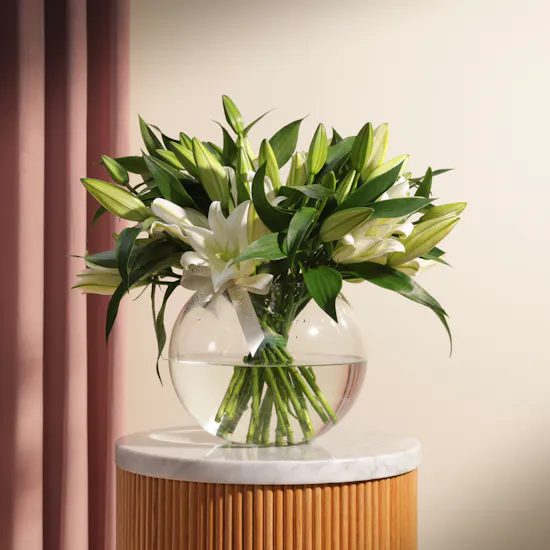Elegant White Lilies Vase | 20 Flowers