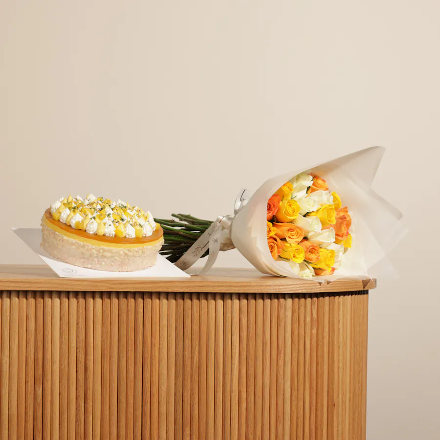 Patisserie by Guillermo Palomo Mango Mousse Cake | Sunshine Flowers Bouquet 2