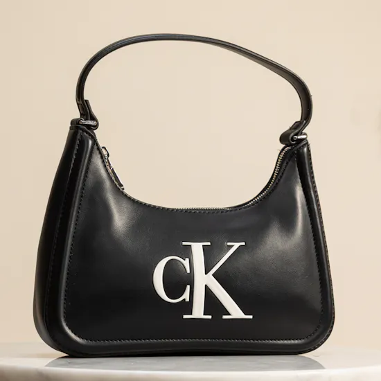 Calvin Klein Black Embossed Monogram Women’s Shoulder Bag