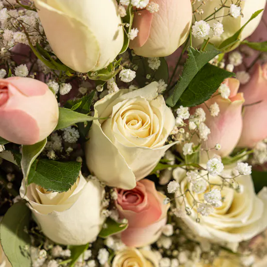 Exquisite Pink and White Rose Bouquet