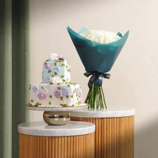 Floward Floral Layers Birthday Cake | Bright Flowers Bouquet