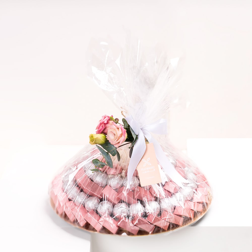 NJD It's a Girl Chocolate Tray | Pink Eustoma