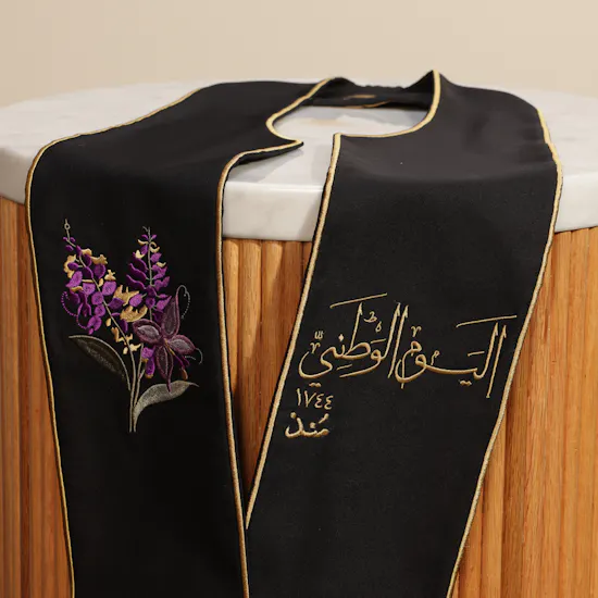 Saaf Orchid National Day Embroidered Black Shawl
