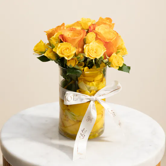 Golden Aura Flowers Vase