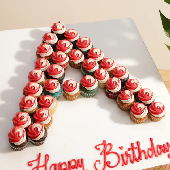 Helen's Bakery Personalized Letter Birthday Mini Cupcakes | Sunlit Breeze Flower Vase