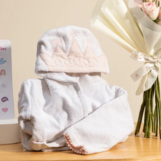 Precious Pages From Newborn to One Memory Baby Full Kit | Hedeya Little Princess Hooded Bath Robe and Roses