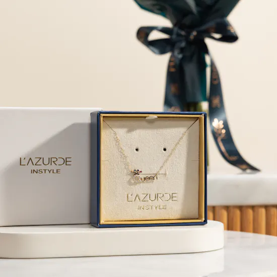 L'azurde Queen Colored Stones Gold Necklace | Passion Flowers