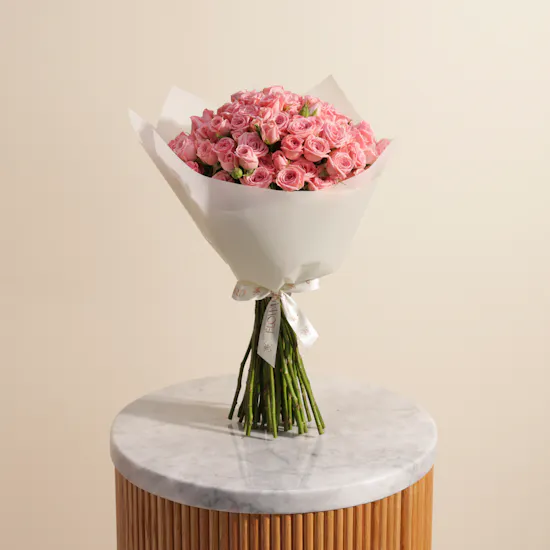 Graceful Pink Baby Roses Bouquet | 35 Flowers
