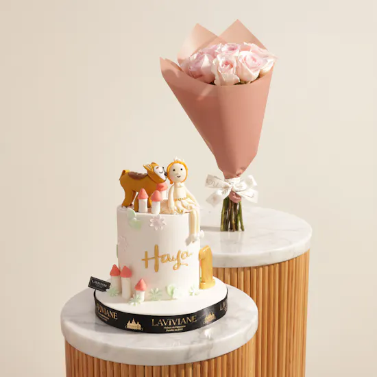 Laviviane Personalized Golden Fawn Birthday Cake | Imperial Flowers