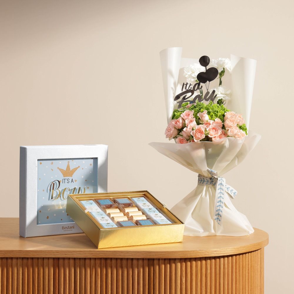 Bostani It's a Boy Chocolate Box | Flower Bouquet