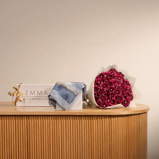 Emma Slate n’ Gold Scarf | Flowers of Passion