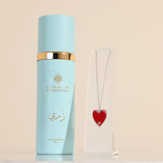 عطر زري اول اوفر سبراي من أطياب بوكنان | قلادة فضة من زيا