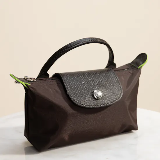 LongChamp Mocha Pochette with Handle Le Pliage Tote Bag