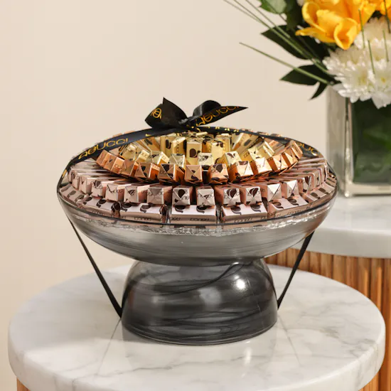 Abucci Chocolate Round Tray | Cheerful Recovery Flower Vase
