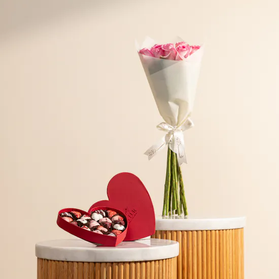 Fleur Red Heart Chocolate Box | Charming Flowers Bouquet