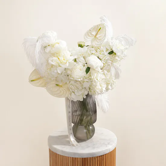 Whisper of Ivory Peony Flower Vase