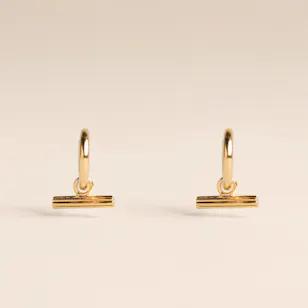 Rachel Jackson Gold-Plated Mini T-Bar Huggie Women's Hoop Earrings