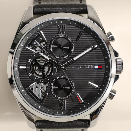 Tommy Hilfiger Baker Black Leather Dark Grey Dial Men's Watch