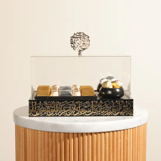 Ghazl Chocolatier Premium Chocolate and Date Black Tray
