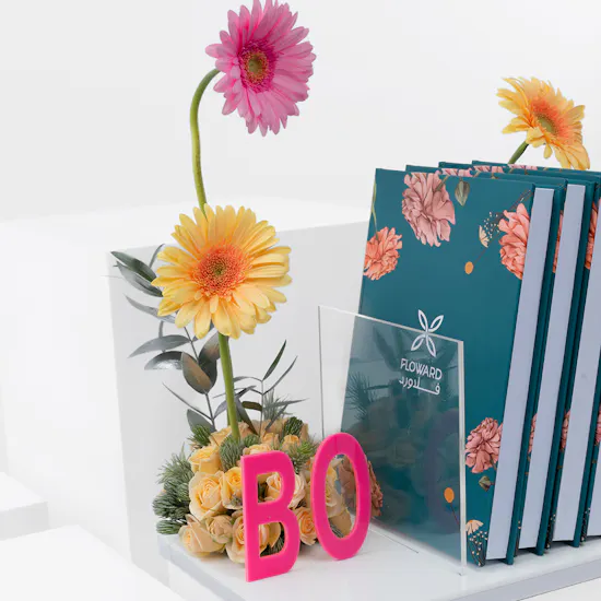 Pink Acrylic Books Holder | Flowers