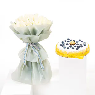 Blueberry Cheesecake | White Roses