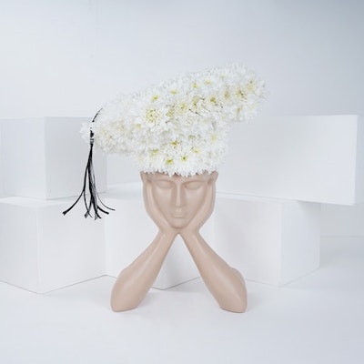 30 White Chrysanths | Graduation Vase