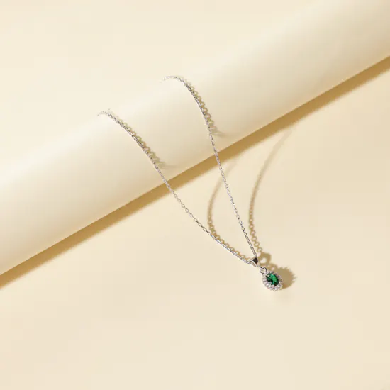Zia Oval Green Zircon Stone Necklace