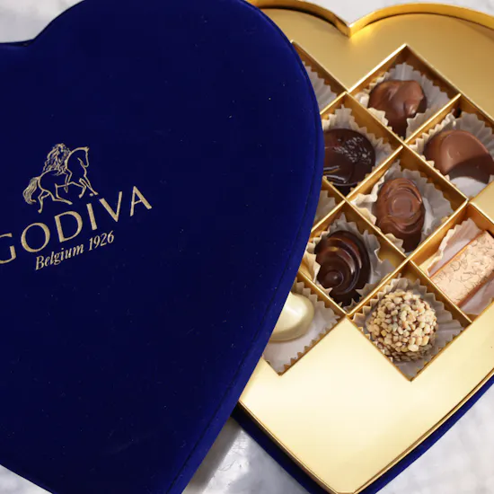 Godiva Blue Velvet Heart Chocolates Box