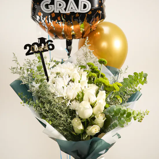 Floward Card | Graduation Flowers and Balloon