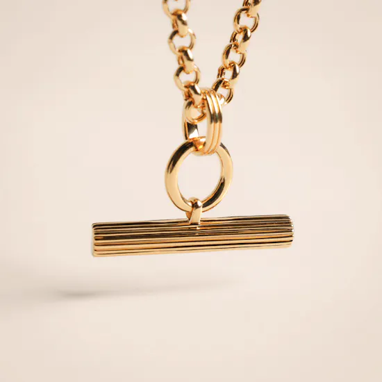 Rachel Jackson Chunky T Bar Gold Plated Women's Necklace