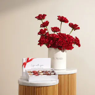 Le Chocolatier Dubai Love Message "Life With You" Chocolate Hard Box | Romantic Flowers 