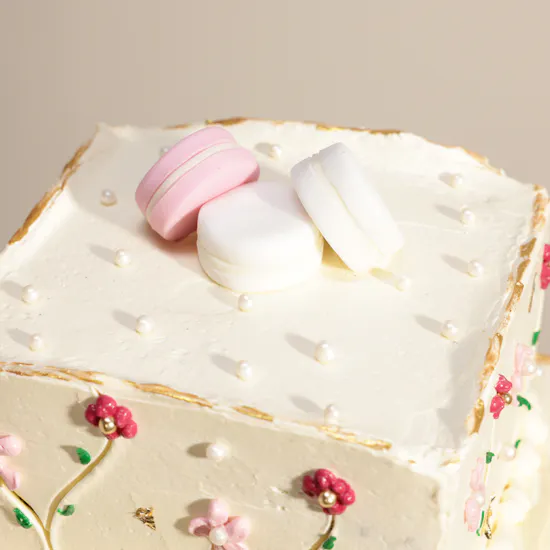 Floward Macarons and Flowers Two Tier Cake