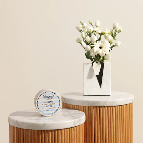 Charbonnel et Walker Milk and Dark Sea Salt Caramel Truffles Box | Bright Flower Vase