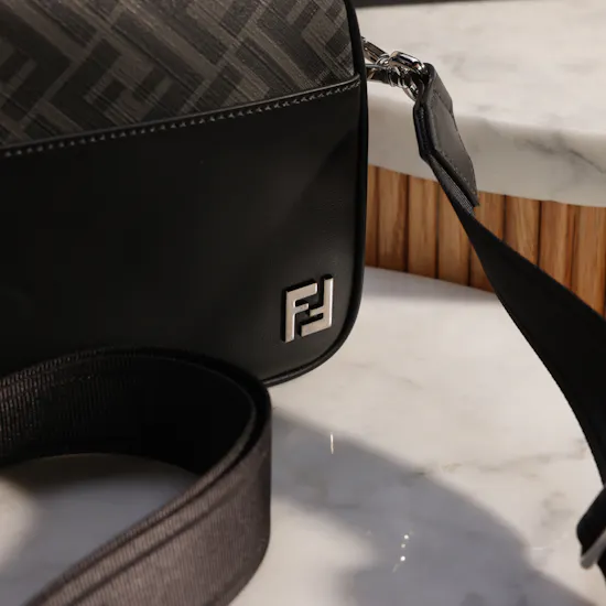 Fendi Black Squared FF Camera Bag for Men