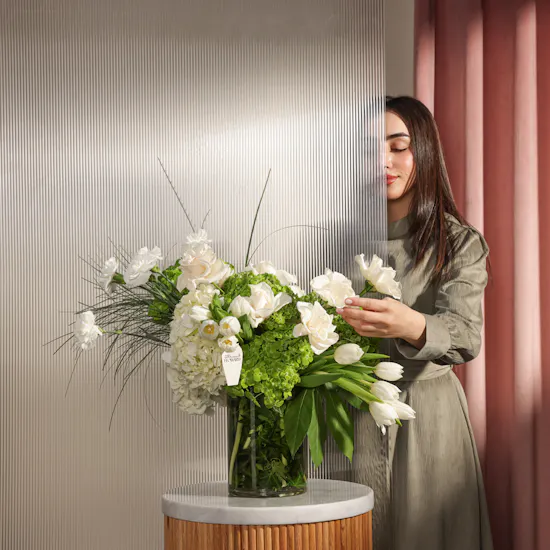 Green and White Garden Vase