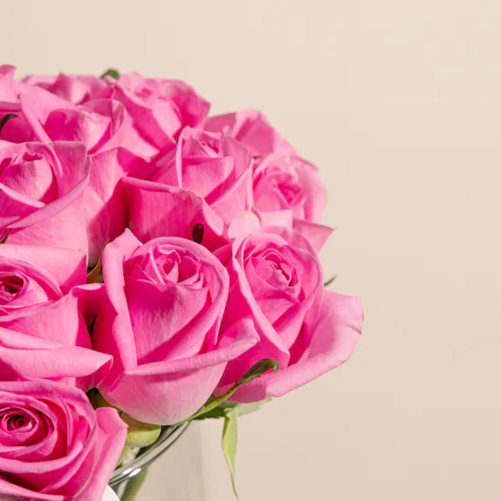 25 Pink Roses | Glass Vase