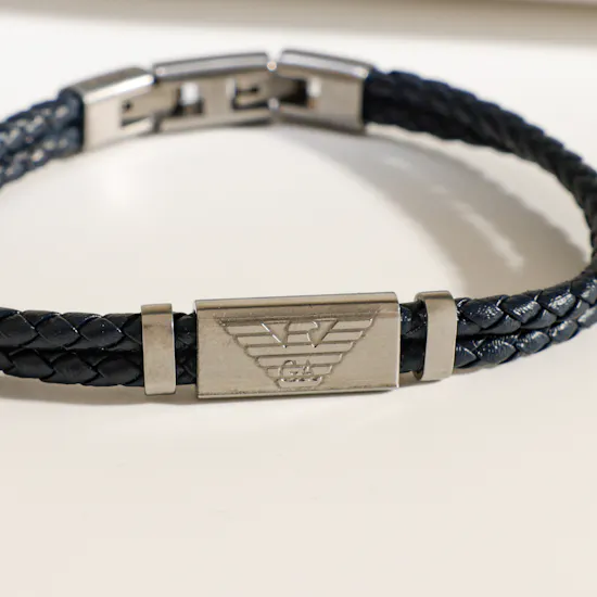 Emporio Armani Blue Leather ID Men’s Bracelet