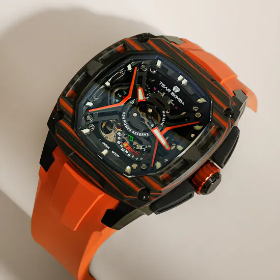 Tsar Bomba Dark Matter Automatic Carbon Fiber Orange Men's Watch