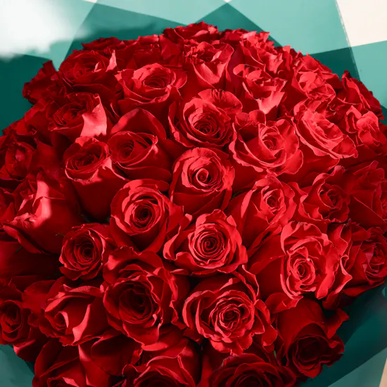 Dew of Loving Hearts Bouquet | 50 Roses