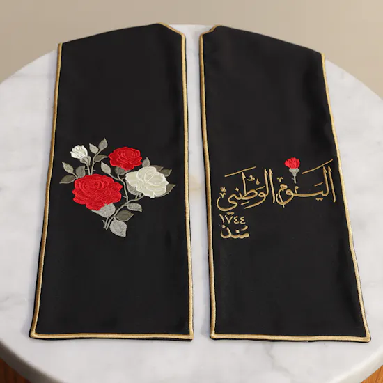 Saaf Omani National Day Rose Black Scarf