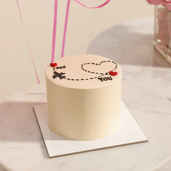 Floward Me Love You Cake | Elegant Flowers Vase and Balloons