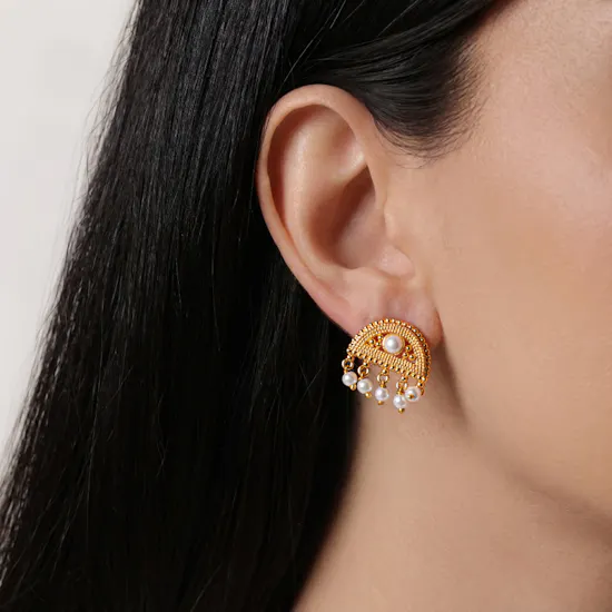 Lynyer Ravi Hemisphere Gold Plated Earrings