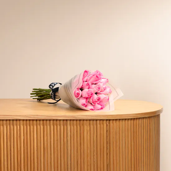 15 Pink Roses Bouquet