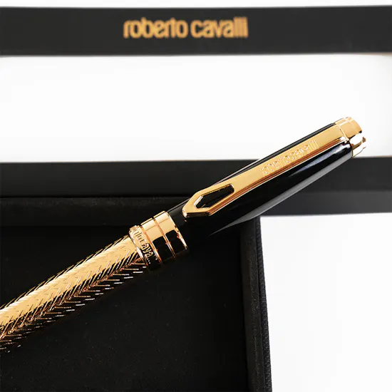 Roberto Cavalli Writing Pen | Gold Color & Black Lacquer