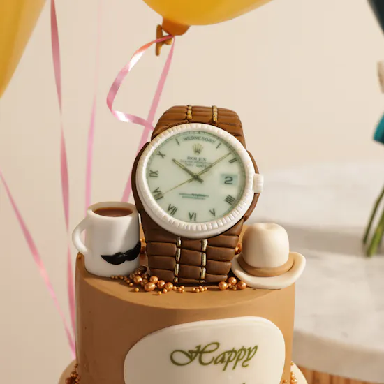 Floward Golden Moments Celebration Cake | Happy Birthday Flowers and Balloons