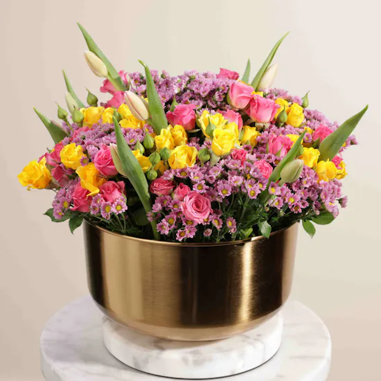 Colorful Flowers | Golden Vase