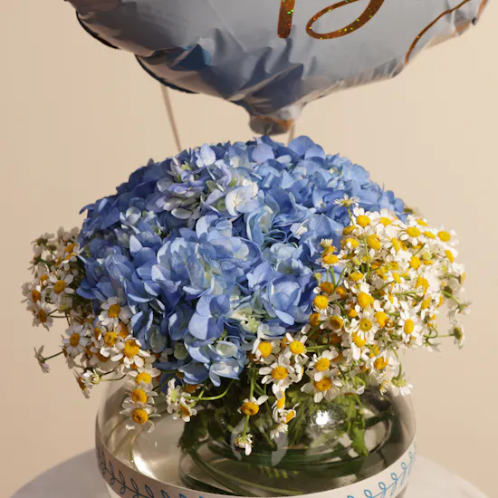 Baby Boy Balloons | Delicate Flowers Vase