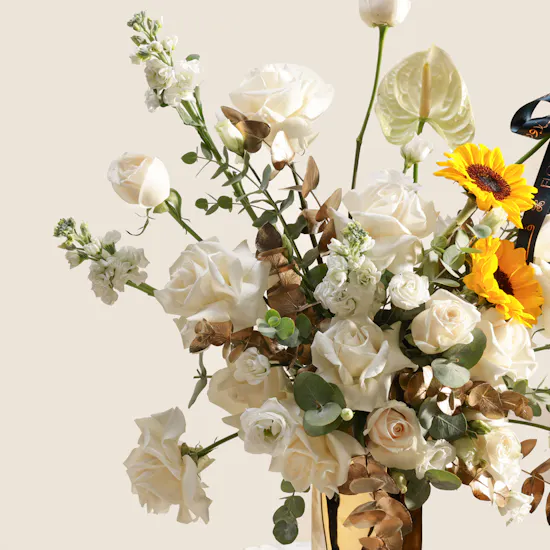 Sunlit Ivory Flowers Vase