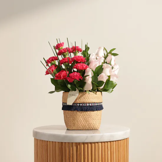 Blushing Harmony Flower Vase