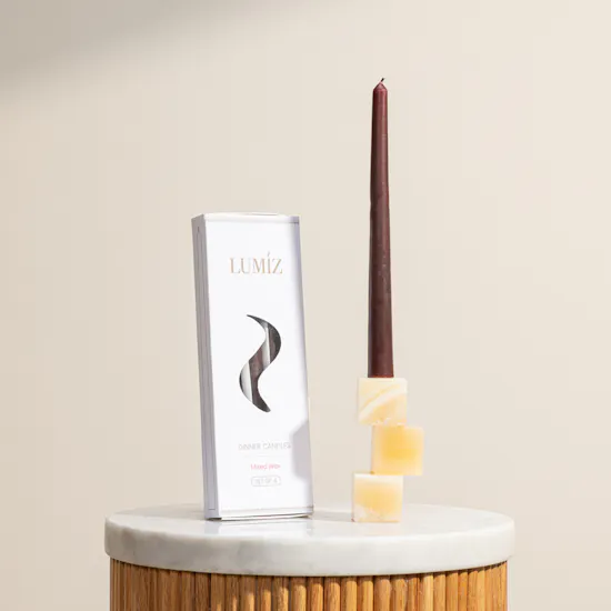 Lumiz Candles Dinner Candles with Modern Holder Set
